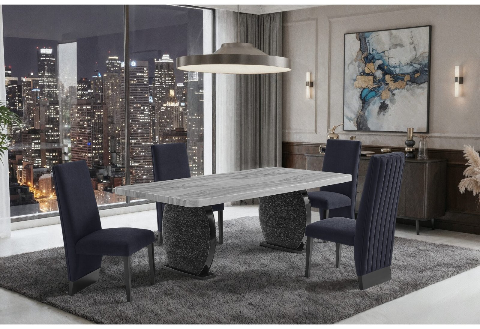 D2502DT-D12DC-BLK-RSC-1.jpg D2502 DINING TABLE AND 6 D12 BLACK DINING CHAIR - Image 1