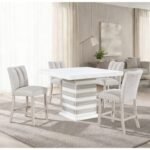 D2507 BAR TABLE WITH 6 D06 BAR STOOLS BEIGE