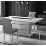 MONACO WHITE DINING TABLE + 8 MONACO DINING CHAIR
