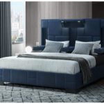 OSCAR NAVY BLUE QUEEN BED NO WOOD TRIM