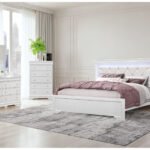 POMPEI METALLIC WHITE QUEEN BED GROUP WITH LED