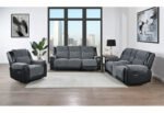 U5914 GREY/BLACK RECLINING SOFA - Image 2