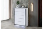 YLIME SMOOTH WHITE QUEEN BED GROUP FULLY SLATTED W/ VANITY SET - Image 4