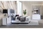 YLIME SMOOTH WHITE QUEEN BED GROUP FULLY SLATTED W/ VANITY SET - Image 3